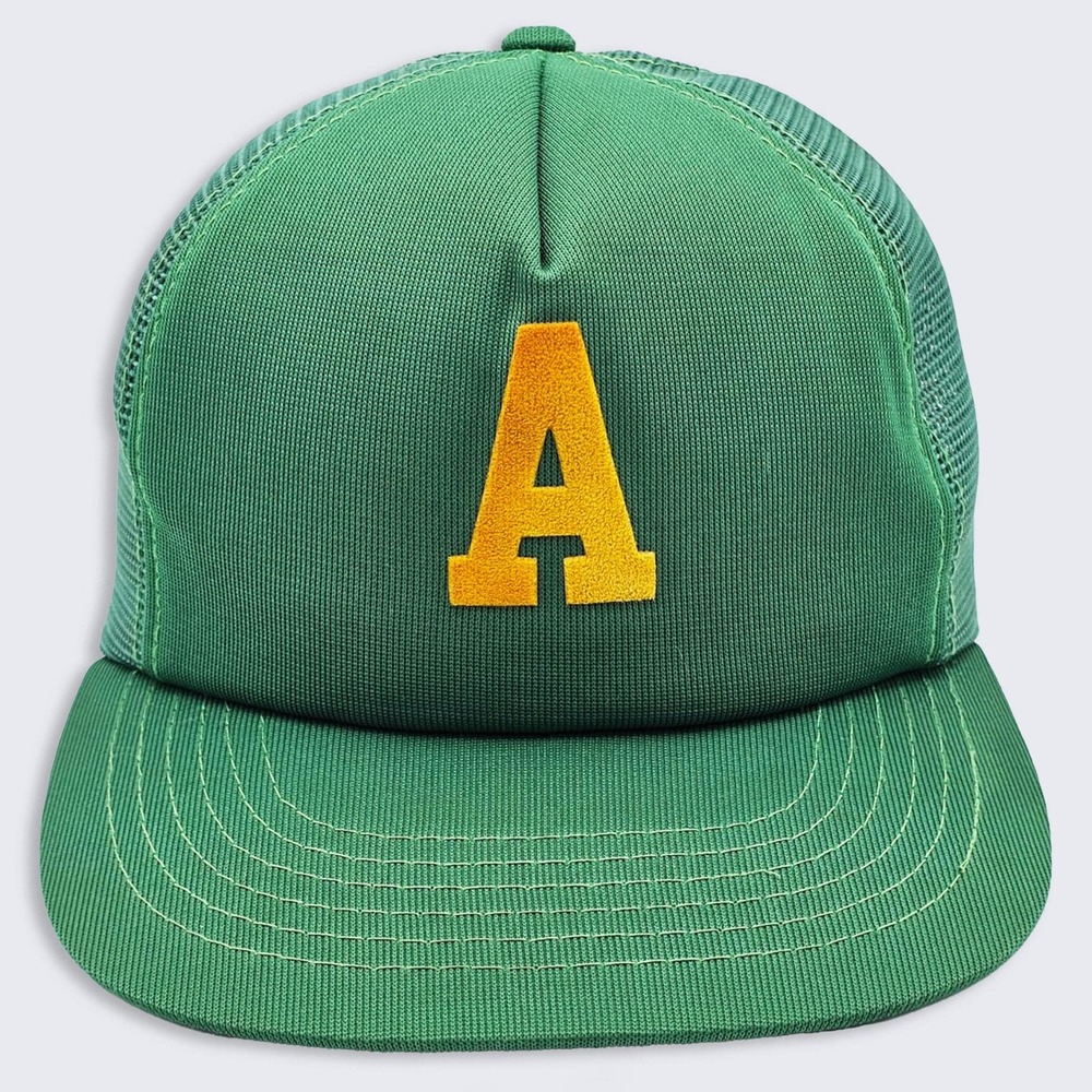 Letter A Vintage 70s Youngan Green Trucker Snapback Hat
